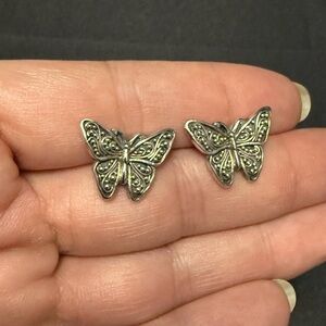 Lois Hill Sterling Silver Butterfly Stud Post Earrings Paisley Scroll
